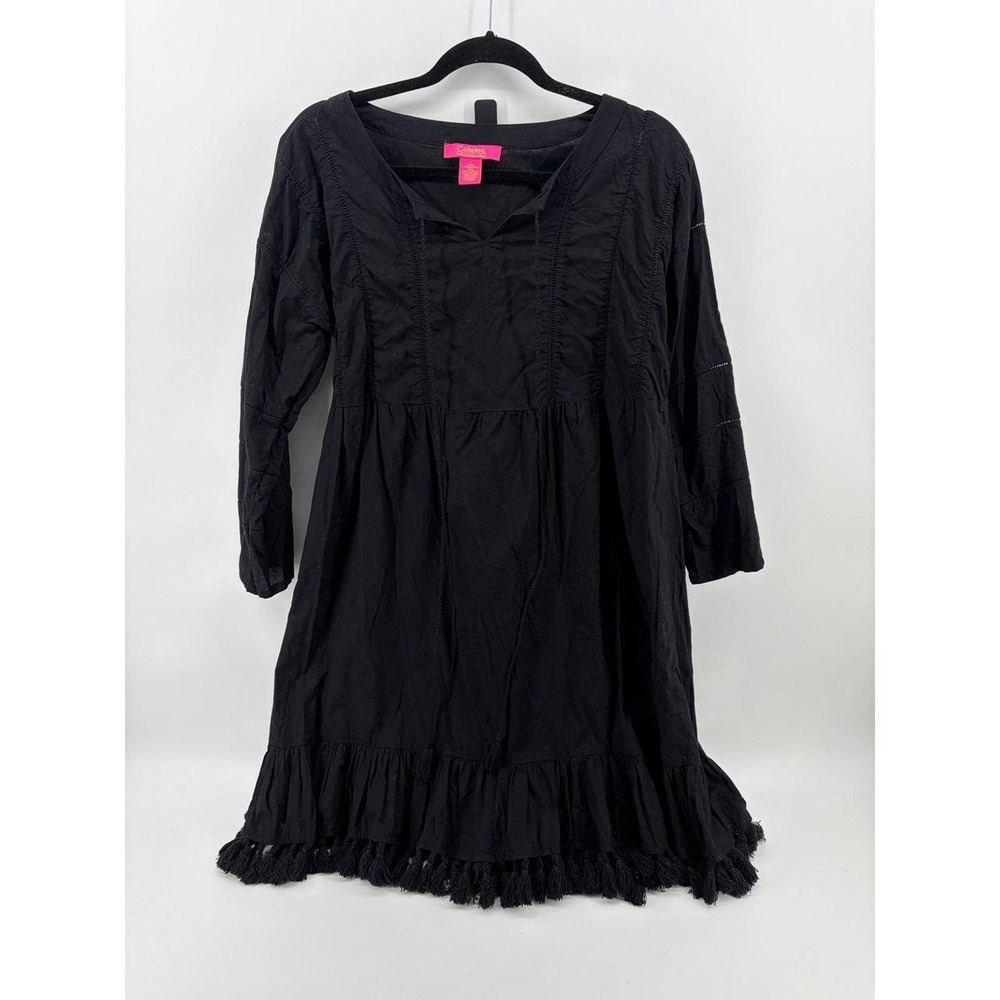 Catherine Malandrino Black Dress, Bohemian Ruffle Pheasant, Women's‎ Size Large